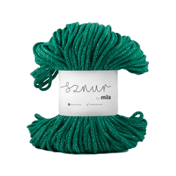 Bavlněná šnůra MILA 3 mm Glitter - zelená stříbrná