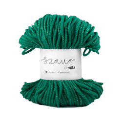 Bavlněná šnůra MILA 3 mm Glitter - zelená zlatá