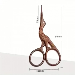 Nůžky vyšívací čáp délka 9,4 cm - bronzové
