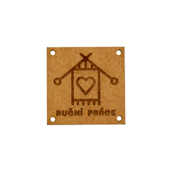 cedulka RUČNÍ PRÁCE obrazec - čtverec - 2,5 x 2,5 cm
