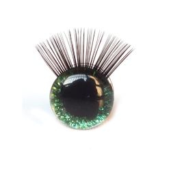 Glitrové (třpytivé) oči s řasami Ø 18 mm - zelená