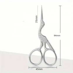 Nůžky vyšívací čáp délka 9,4 cm - stříbrné