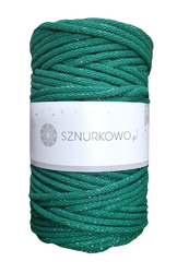 Sznurkowo šňůry - 5 mm - zelená se stříbrnou nitkou