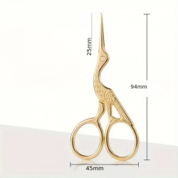 Nůžky vyšívací čáp délka 9,4 cm - zlaté