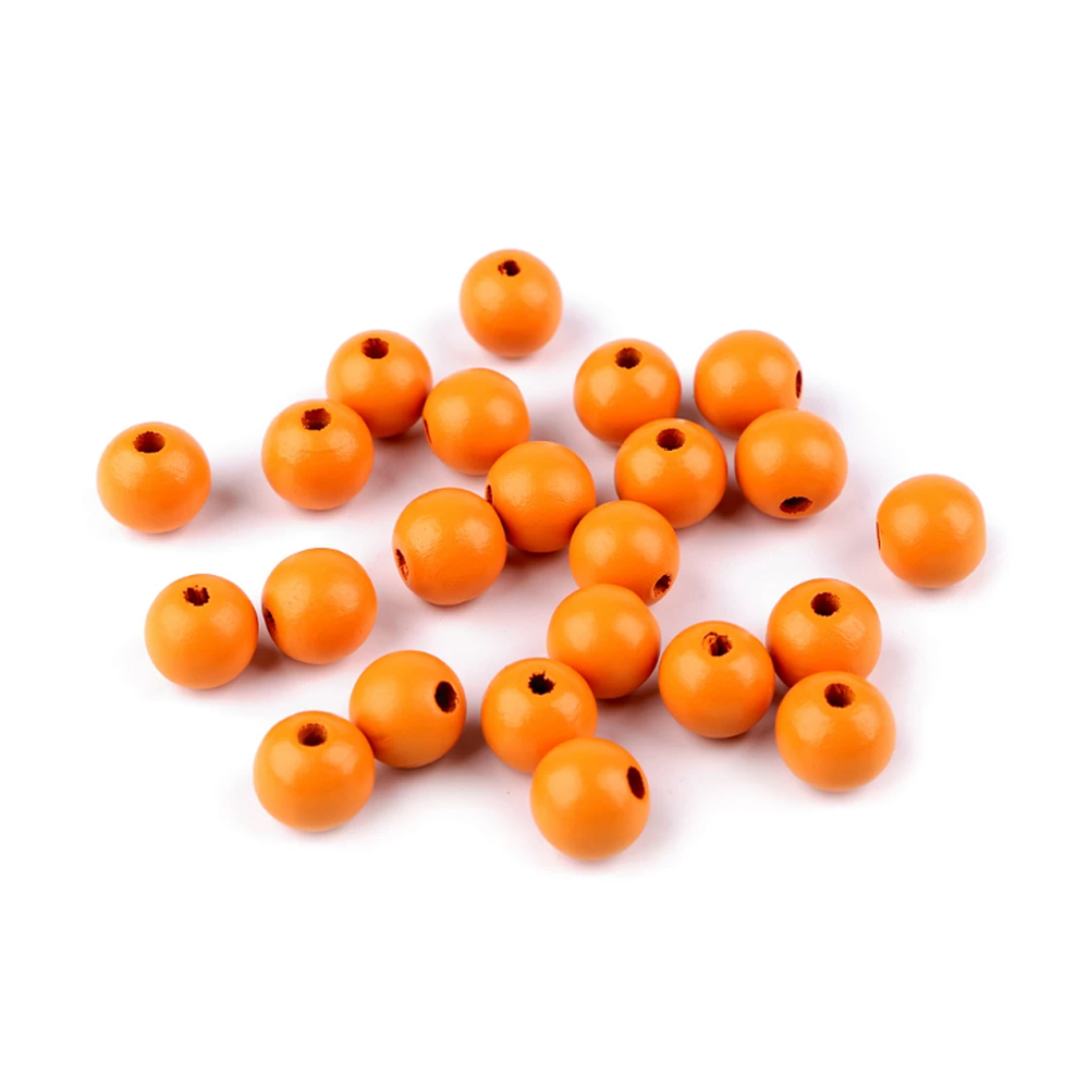 Dřevěné korálky Ø 14 mm - oranžová