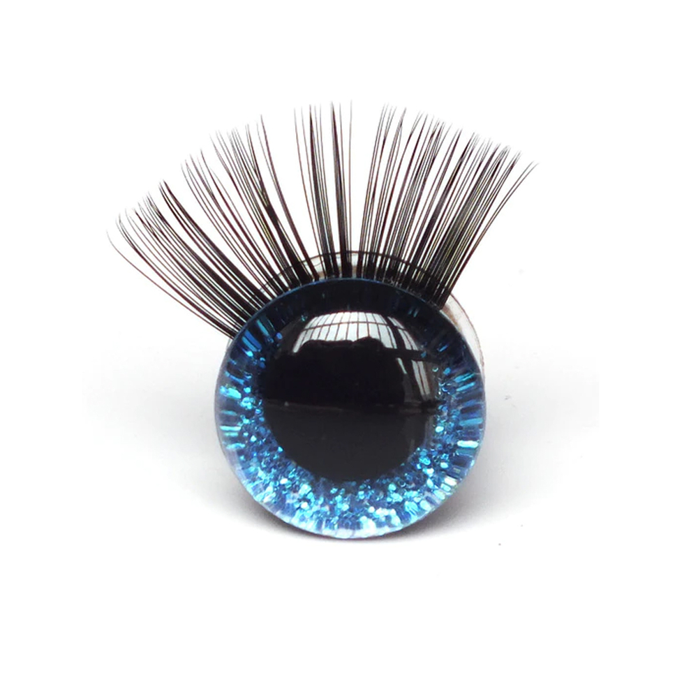 Glitrové (třpytivé) oči s řasami Ø 18 mm - modrá