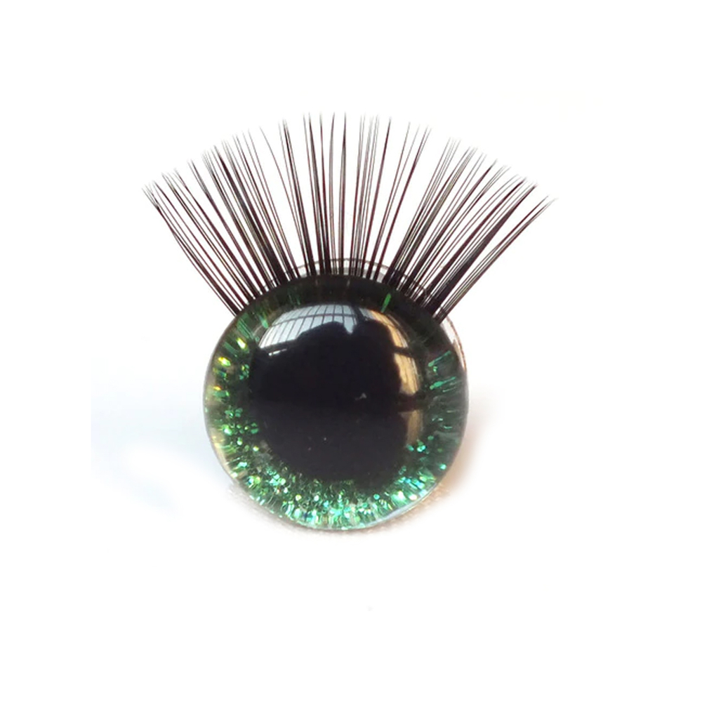 Glitrové (třpytivé) oči s řasami Ø 25 mm - zelená