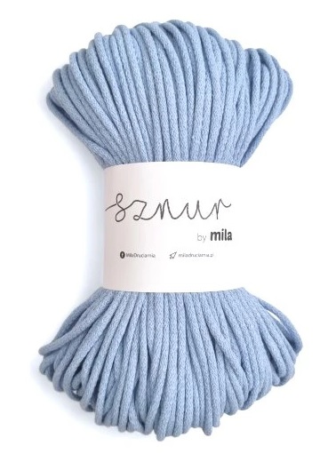 Bavlněná šnůra MILA 5 mm - modrá světlá