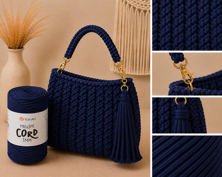 YarnArt Macrame Cord 3 mm 784 - námořnická modrá